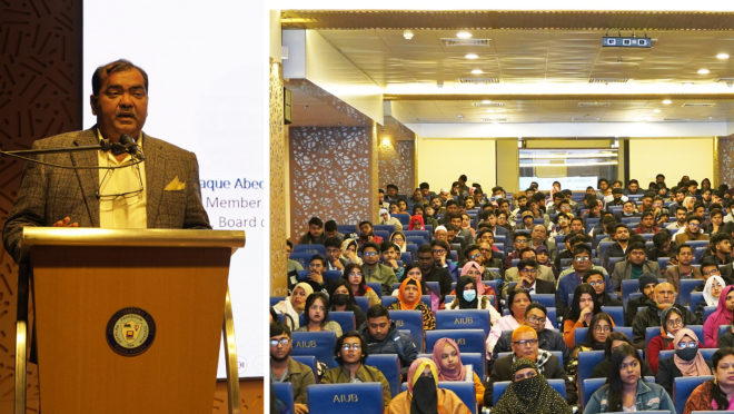 AIUB freshman student orientation for the spring 2023-2024 semester held