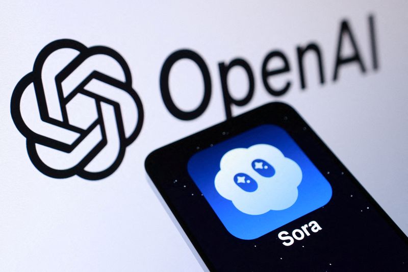 FILE PHOTO: Illustration shows OpenAI and Sora logos