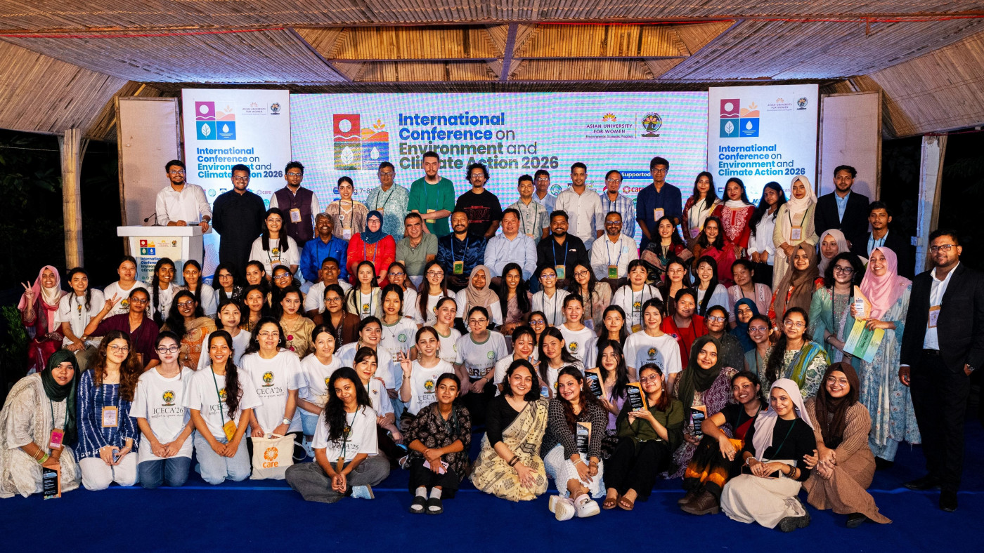 Participants attend the second International Conference on Environment and Climate Action, organised by the Asian University for Women (AUW), at Sonapahar Farmhouse Resort in Cox’s Bazar on 7-8 August, 2026. Photo: Courtesy