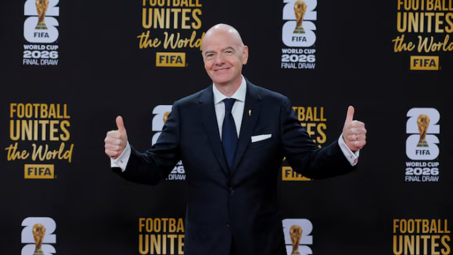 John F. Kennedy Center for the Performing Arts, Washington, D.C., U.S. – December 5, 2025 FIFA President Gianni Infantino arrives on the red carpet ahead of the FIFA World Cup 2026 Draw REUTERS/Brian Snyder/File Photo