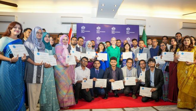 Chevening and Commonwealth Scholars at the reception hosted by British High Commissioner Sarah Cooke