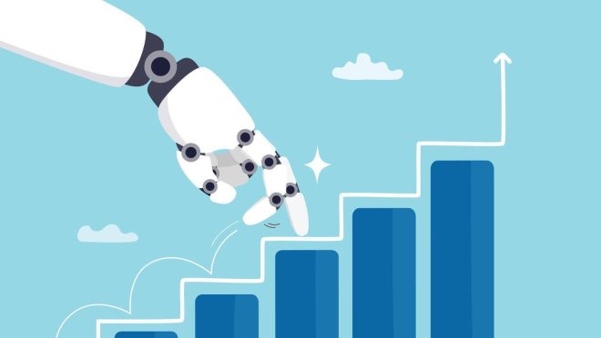 rise-of-ai-artificial-intelligence-innovation-technology-to-develop-growth-success-or-progress-automation-or-ai-for-marketing-and-financial-business-concept-robot-hand-walk-up-growth-graph-vector